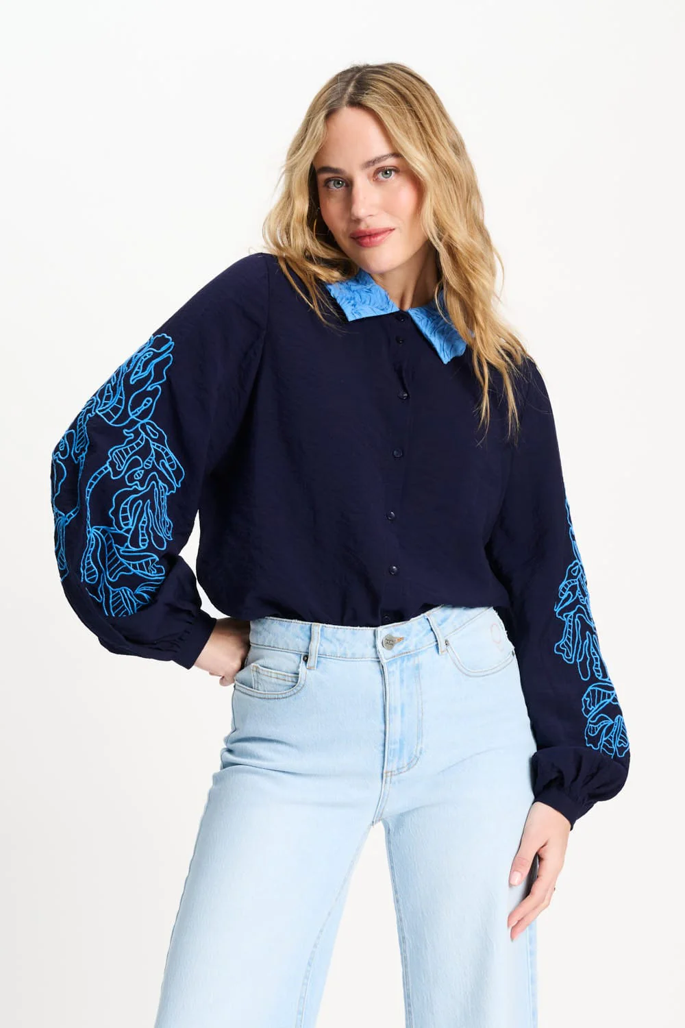 BLOUSE - Night Blue Flora