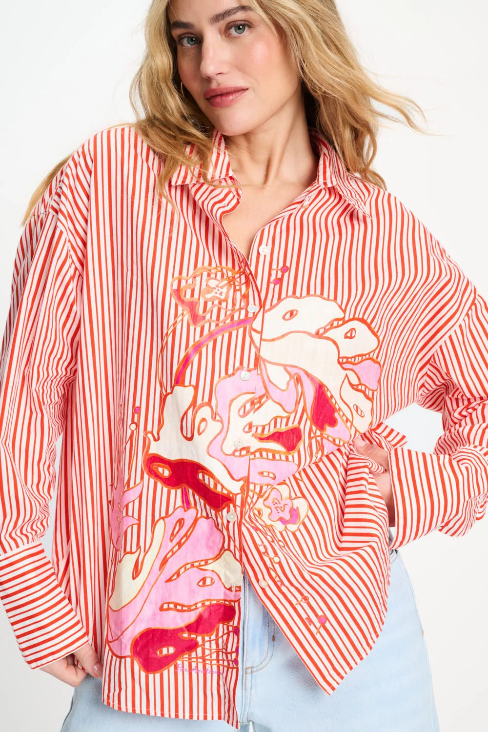 BLOUSE - Poplin Striped Orange - Image 6