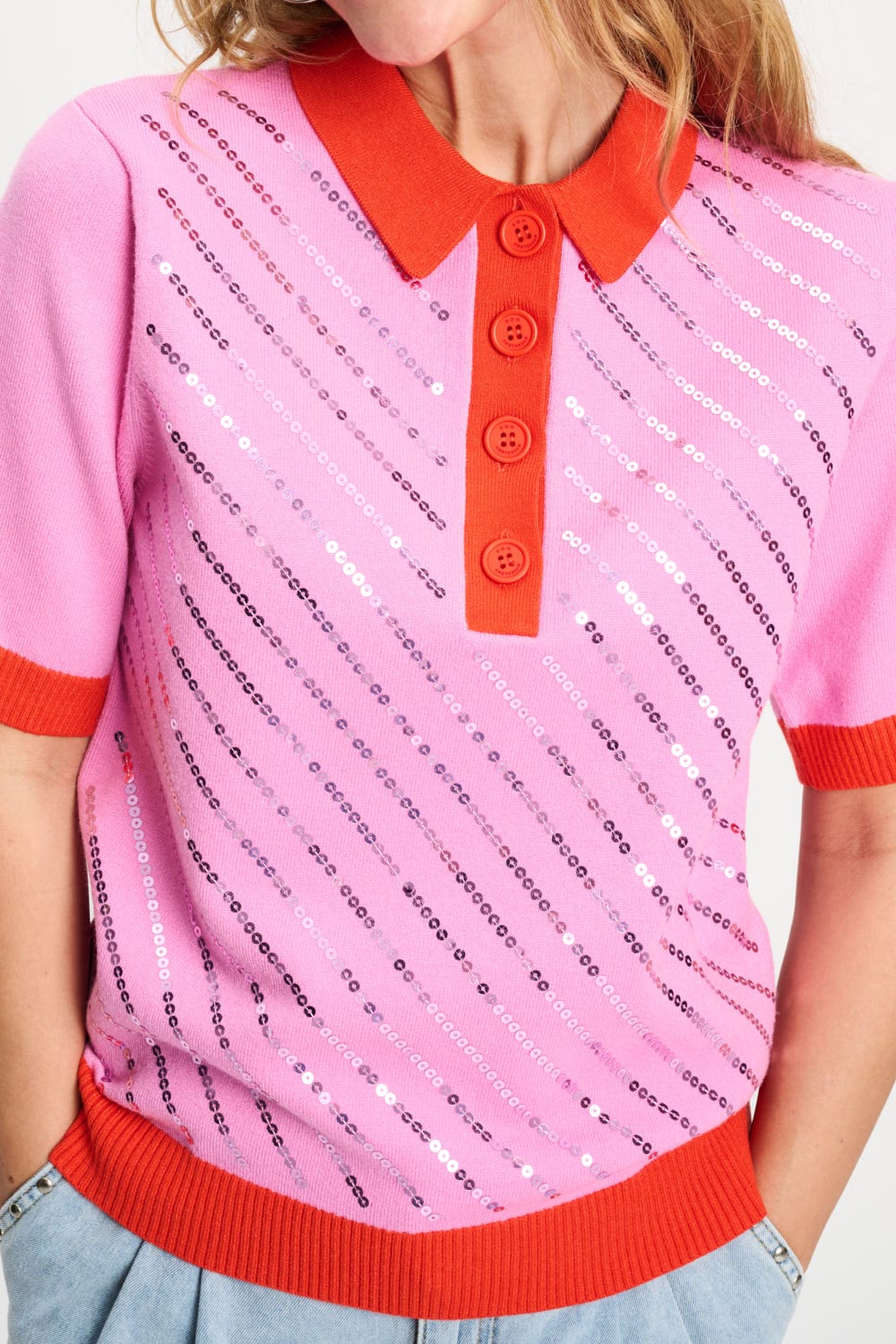TOP - Polo Sequins Cheering Pink - Image 5
